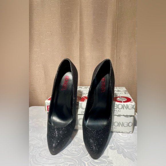 NIB Bongo 7 Black Glitter Stiletto 3.5” Heels Party - Picture 2 of 9